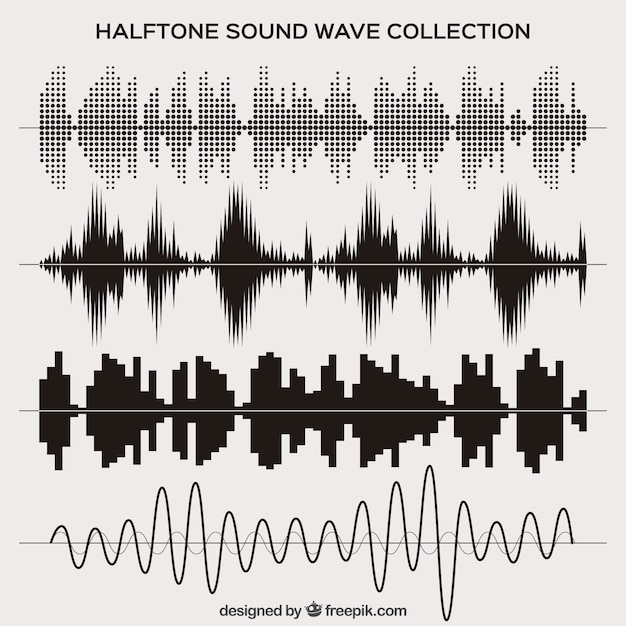 Vector halftone sound wave set