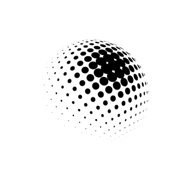 Halftone sphere dotted vector illustration circle halftone patterns dots logo globe vector illustration