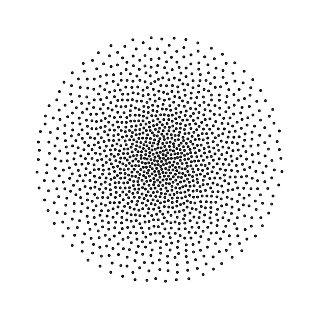 Cerchio punteggiato di mezzitoni struttura monocromatica punteggiata di vettore forma rotonda di puntinismo