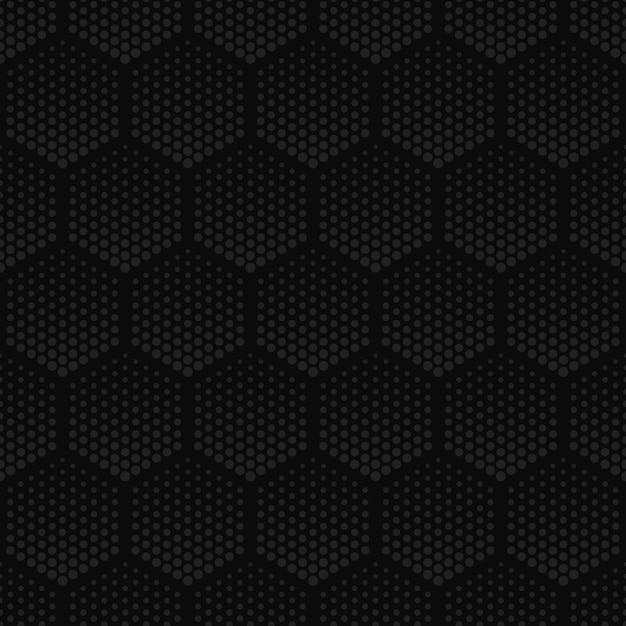 Halftone Technology Hexagons Dark Seamless Pattern