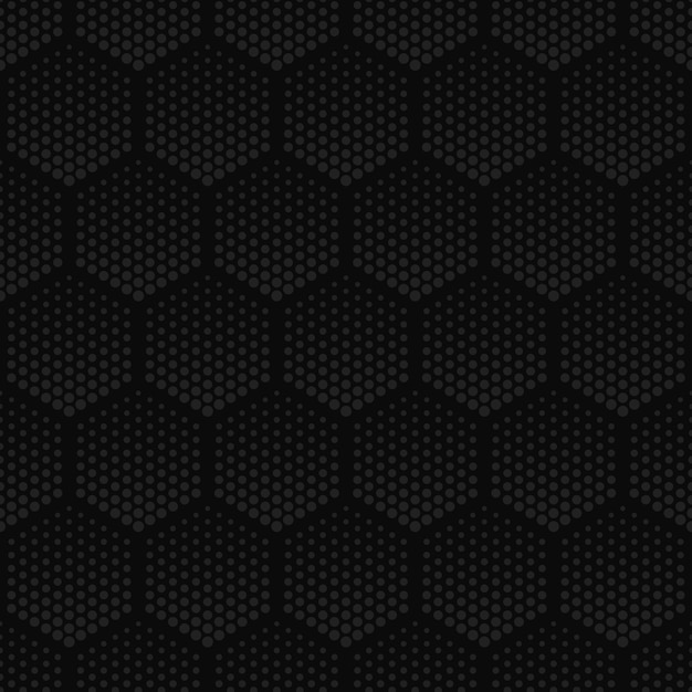 Halftone technology hexagons dark seamless pattern