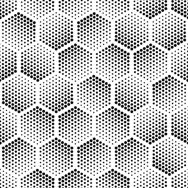 Halftone zeshoek vormen naadloze patroon abstracte technische achtergrond