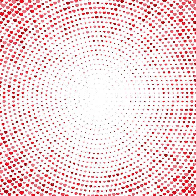 Halftones abstracte achtergrond met harten Vector punten textuur Vintage of retro behang Moderne liefde ronde achtergrond