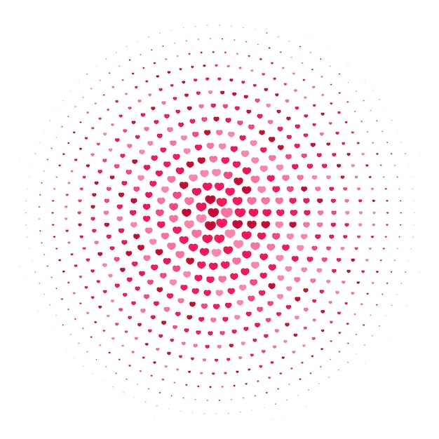 Halftones abstracte achtergrond met harten Vector stippen textuur Vintage of retro rood behang Moderne liefde ronde achtergrond
