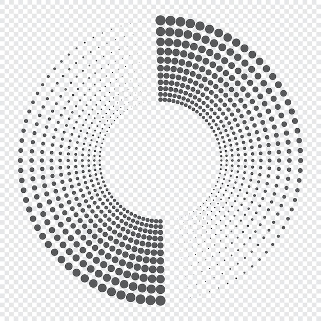 Halftoon cirkelvormig gestippeld frame Rond gestippeld frame Vector roterende gestippelde cirkels ontwerp Ronde rand pictogram Rond logo