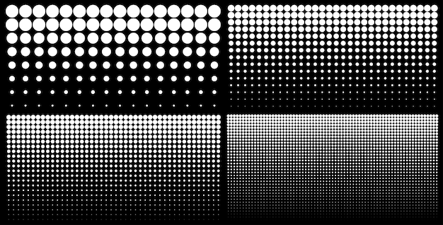 Halftoon set van verticale verloop stippen achtergronden