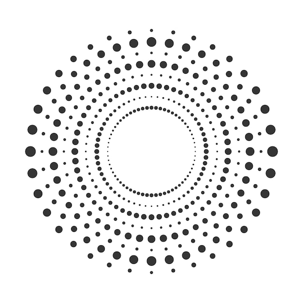 Halftoonpunten cirkel. Vector illustratie. Halftone gestippelde achtergrond.