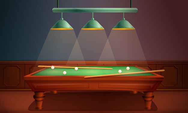 Vector hall with pool table, illustration