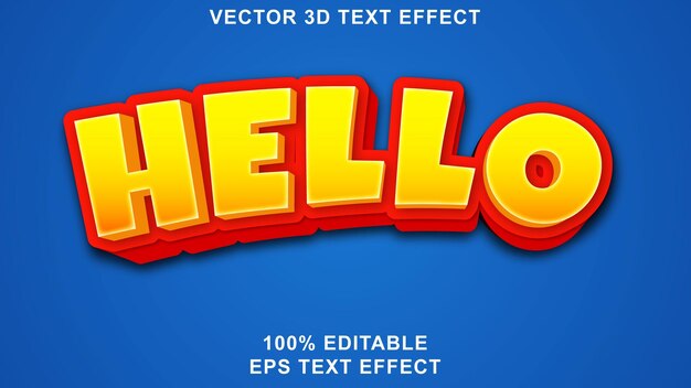 Hallo 3D bewerkbare teksteffect ontwerpsjabloon