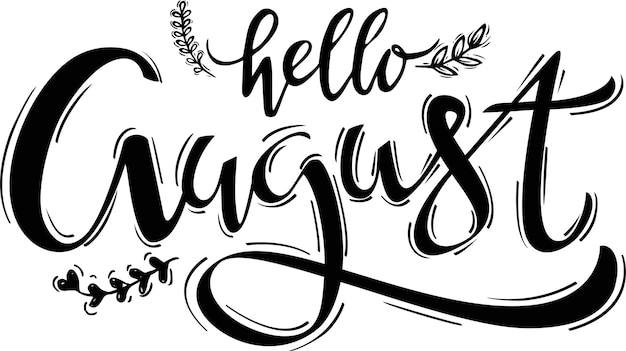 Vector hallo august handschrift lettering vector illustratie