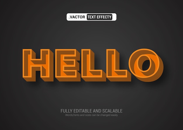 Hallo bewerkbare tekst-effect 3D-sjabloon stijl premium vector