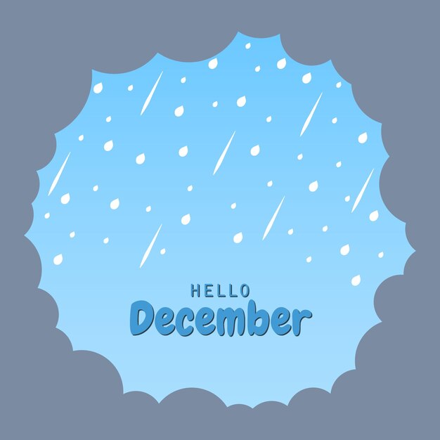 Hallo december belettering met sneeuwvlokken. Elementen voor uitnodigingen, posters, kaarten Seizoensgroeten