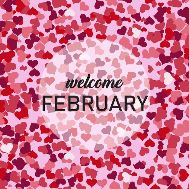 Hallo februari hand belettering. welkom februari. geschikt voor wenskaarten.