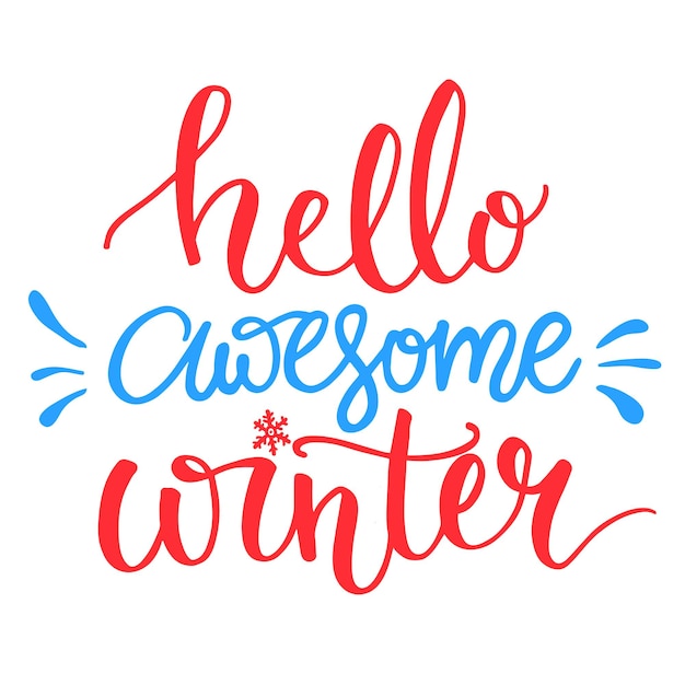 Hallo geweldige wintertypografiebanner met handschriftborstelscript Winterseizoenkaarten