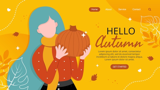 Hallo herfst bestemmingspagina met platte mensen illustratie