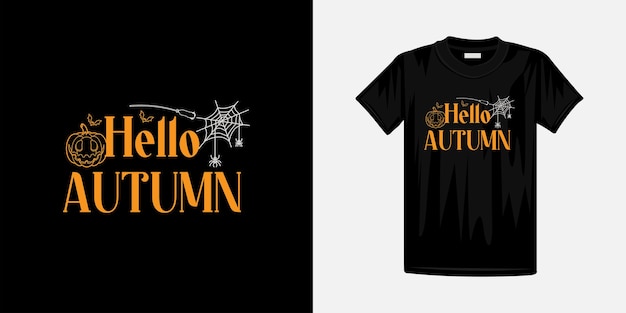 Hallo herfst halloween belettering t-shirtontwerp