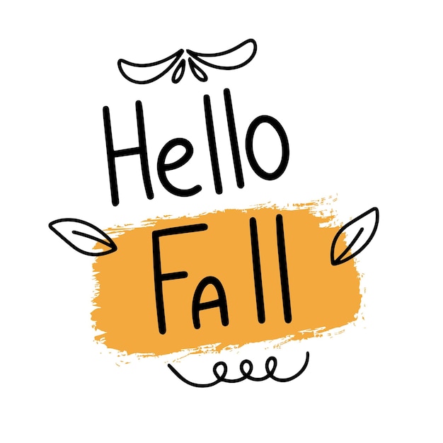 Hallo herfst handschrift tekstbanner Herfst woorden label vectorillustratie