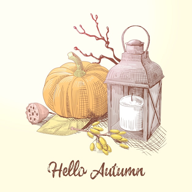 Hallo herfst illustratie