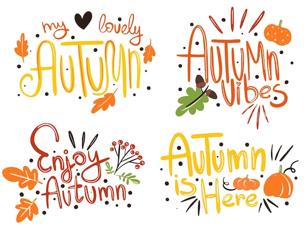 Vector hallo herfst vector hand getrokken belettering ontwerp. val kalligrafie zin. afdrukbare illustratie.