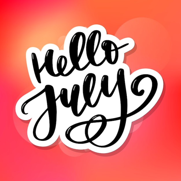 Vector hallo juli-belettering kaart