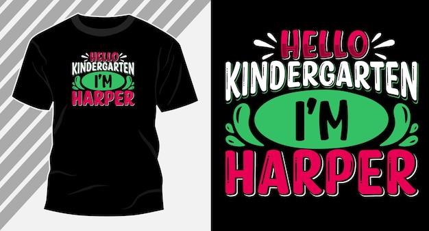 Hallo kleuterschool typografie tshirt ontwerp