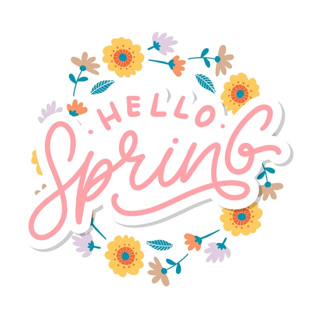 Hallo lente bloemen tekst belettering slogan