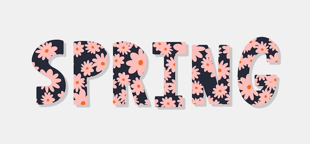 Hallo lente hand logo badge typografie pictogram belettering lente seizoen met blad voor wenskaart uitnodiging sjabloon Retro vintage belettering banner poster sjabloon achtergrond verkoop aanbieding