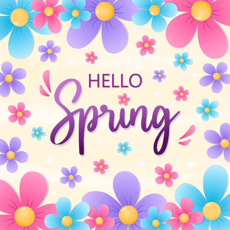 hallo lente met kleurrijke bloemen
