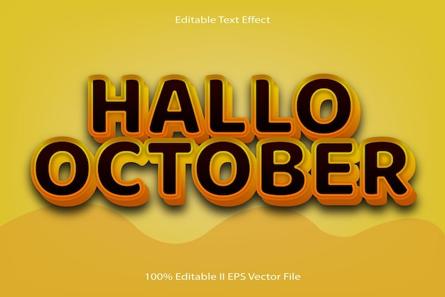 Hallo October Editable Text Effect 3d Emboss Cartoon Gradient Style