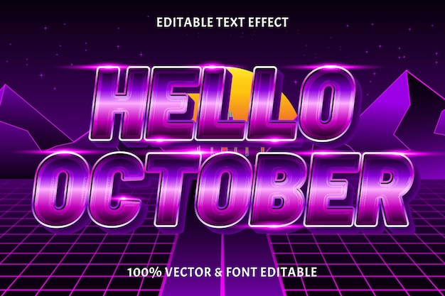 Hallo oktober bewerkbare teksteffect retro-stijl