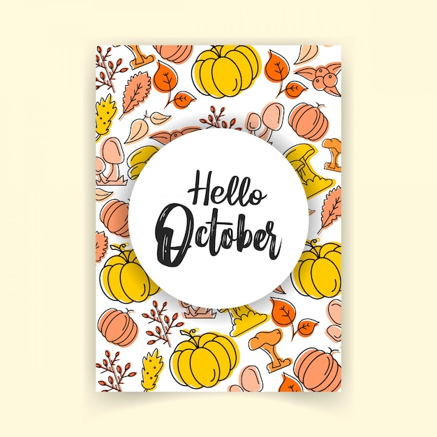 Hallo oktober herfst ontwerp vector