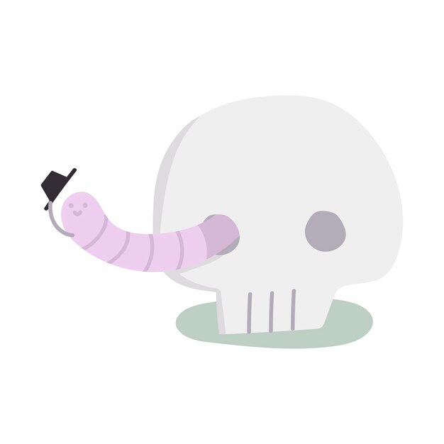 Hallo Schedel Worm Halloween Vector