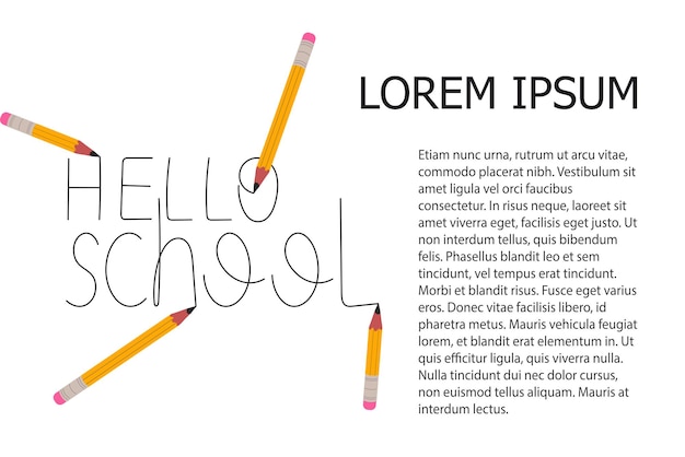 Hallo schoolachtergrond met het schrijven van potloden vectorillustratie