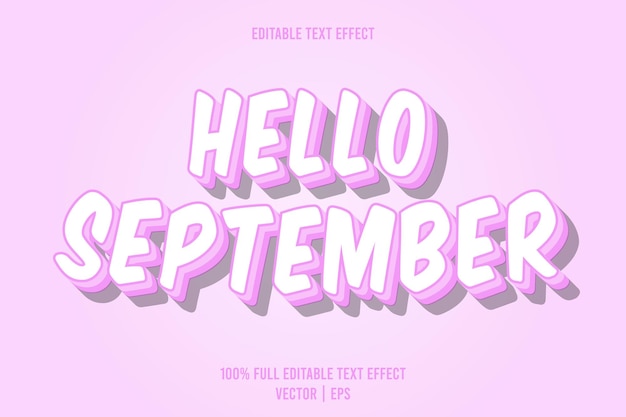 Hallo september bewerkbaar teksteffect