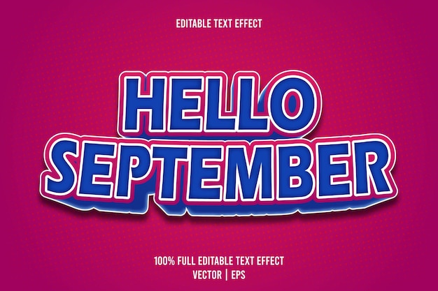 Hallo september bewerkbaar teksteffect