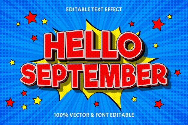 Hallo september bewerkbaar teksteffect