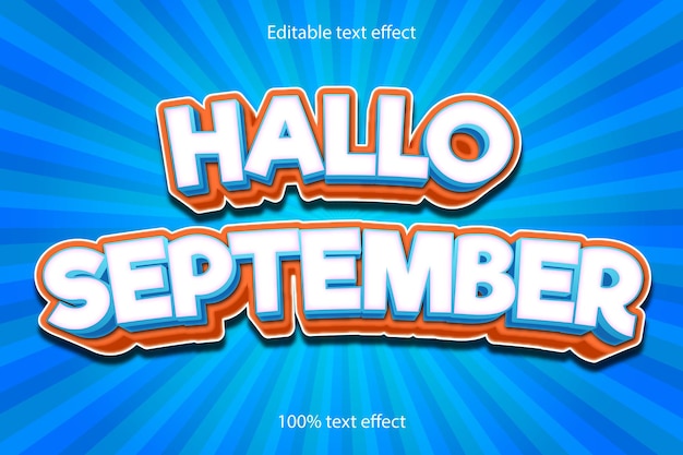 Hallo september bewerkbaar teksteffect