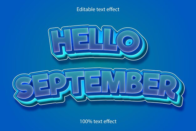 Hallo september bewerkbaar teksteffect