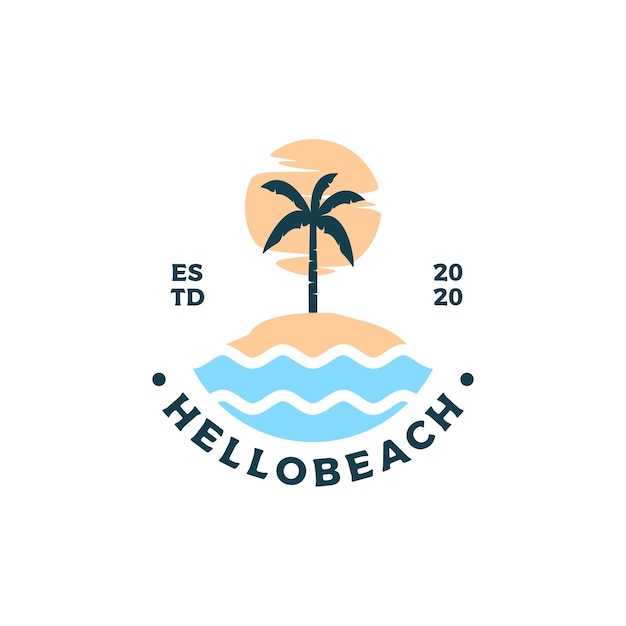 Vector hallo strandvakantie logo ontwerp vectorillustratie