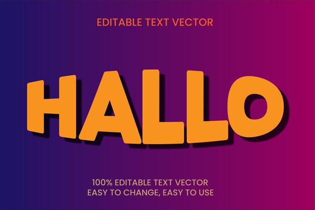 Hallo text effect editable vector