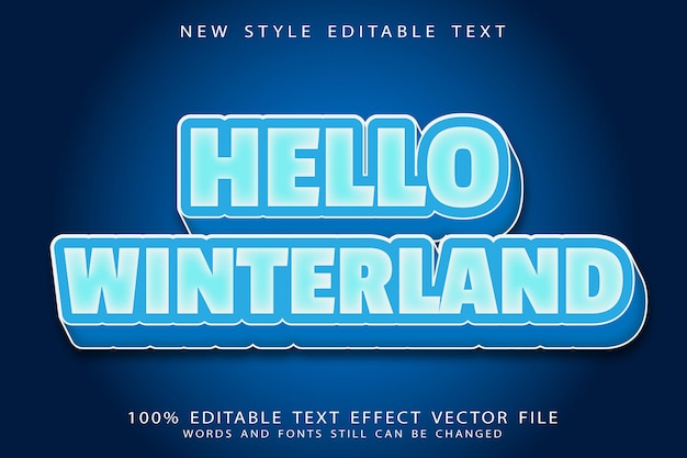 Hallo winter bewerkbaar teksteffect reliëf moderne stijl