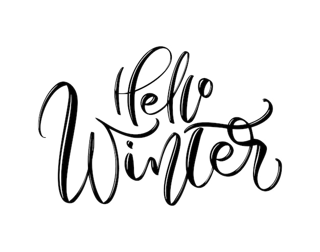 Hallo winter hand getrokken belettering inscriptie tekst winter vakantie ontwerp viering wenskaart