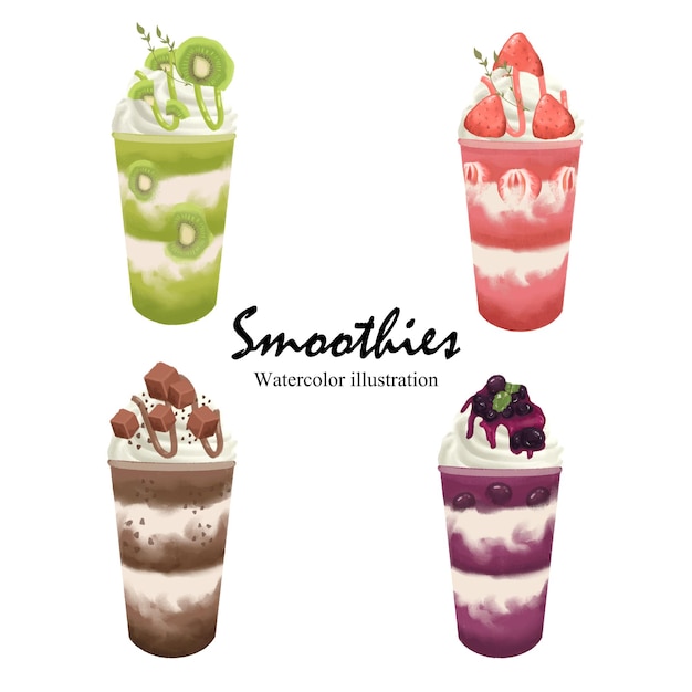 Hallo zomer aquarel smoothies Vector illustratie