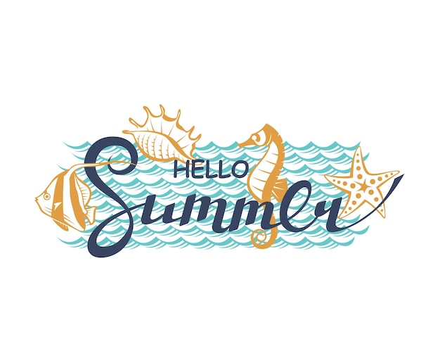 hallo zomer belettering met zee