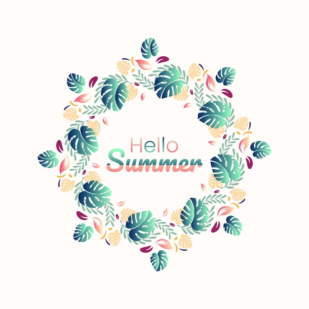 Hallo zomer bloemen frame vector