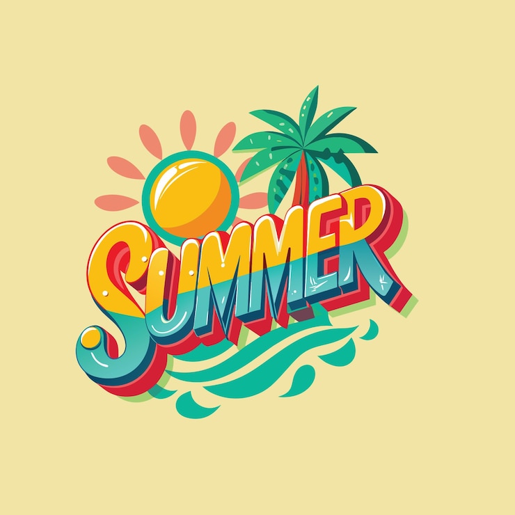 Vector hallo zomer illustratie en cartoon vector palmbomen