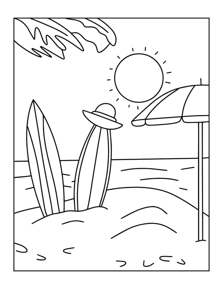 Vector hallo zomer kleurplaten voor kinderen - zomer kleurboek