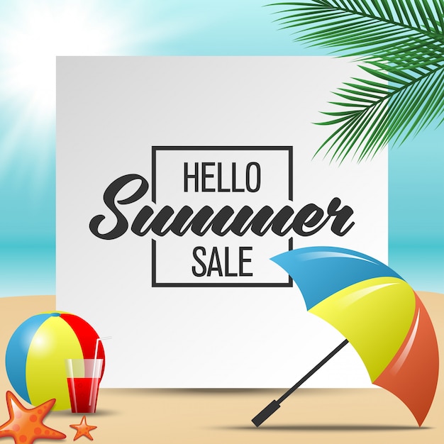 Hallo zomer verkoop banners. kleurrijke vectorillustratie