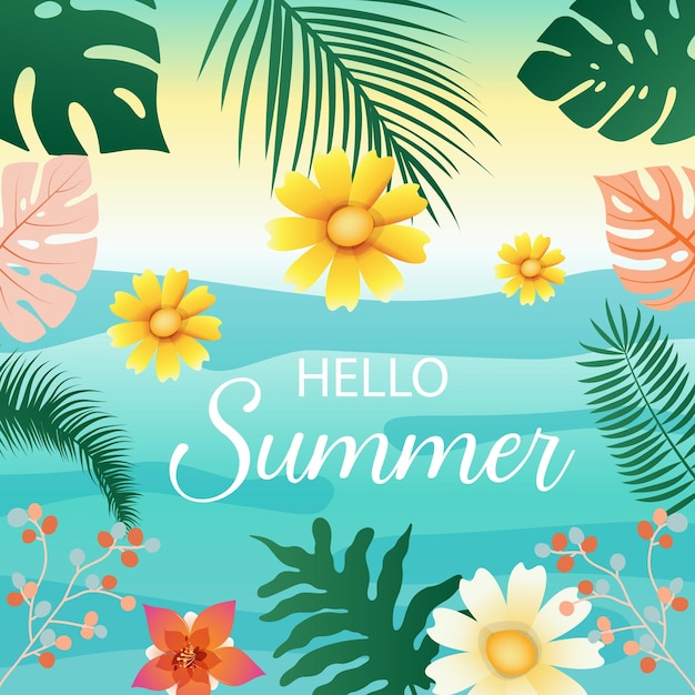 Hallo zomer welkom zomer zomer tijd vector illustratie