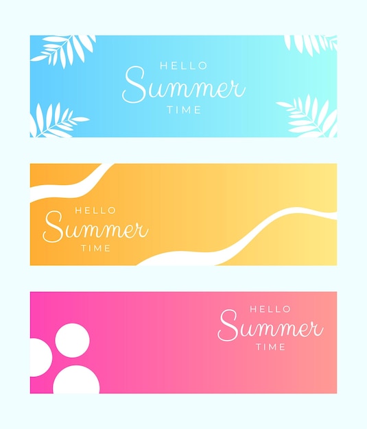 Hallo zomertijd 3 ontwerp voor spandoek of poster zomer palnt en kleur vectorillustratie